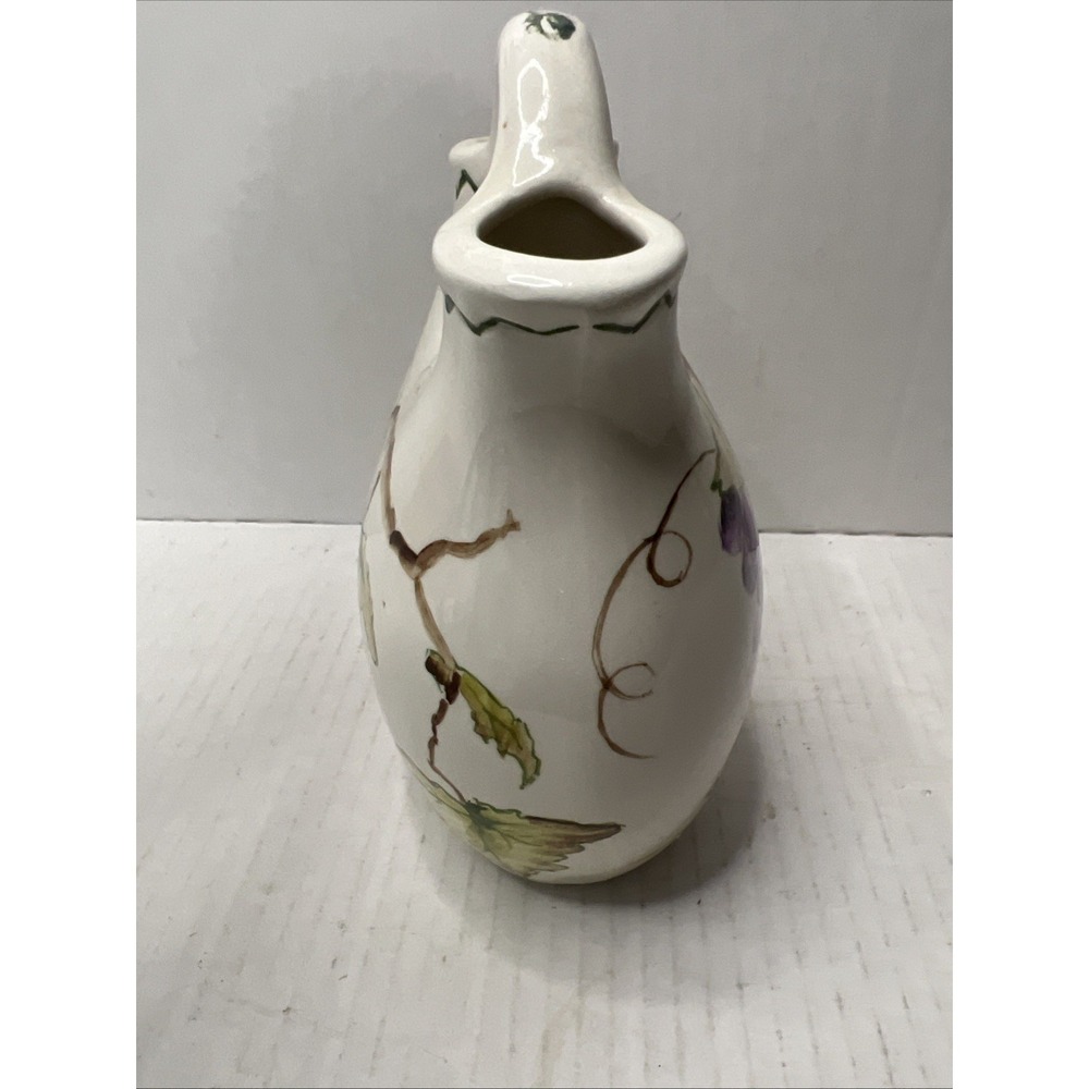 Small Italian Hand Painted Ceramic Bud Vase with Grape Vines Wedding Vase - Picture 4 of 5